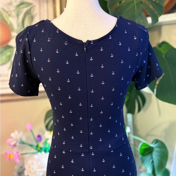Unique Vintage Dark Blue Nautical Wiggle Midi Dress - Picture 9 of 11